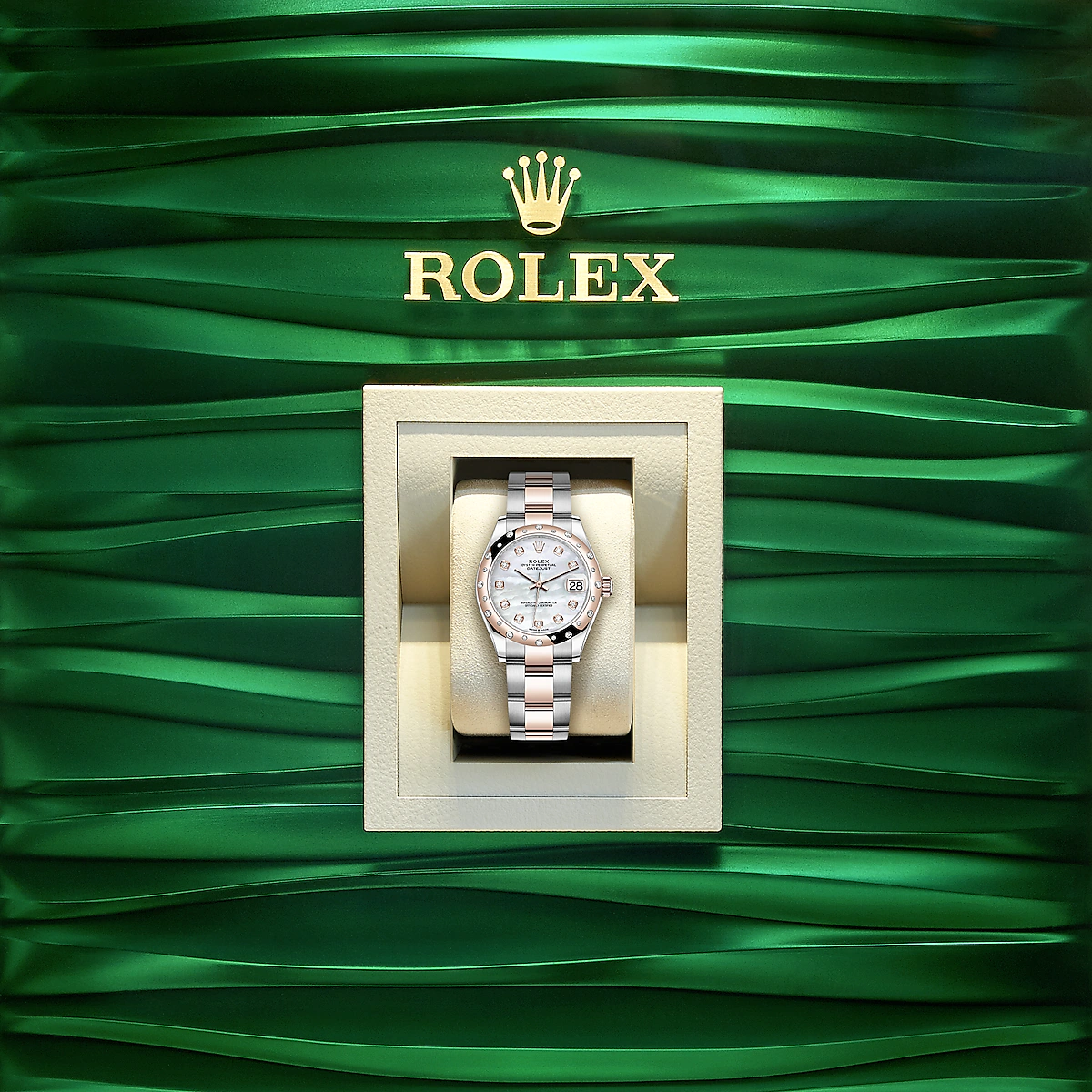 Datejust 31, Oystersteel, 18kt Everose Gold and diamonds, Ref# 278341RBR-0025