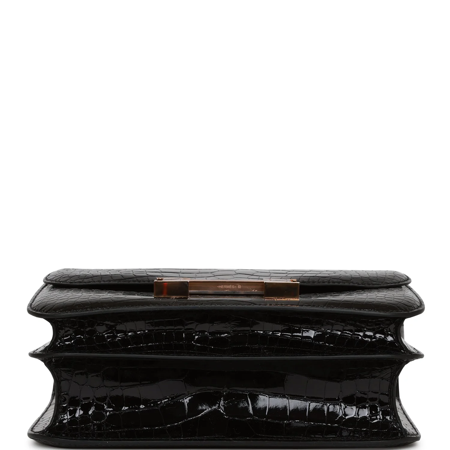 Her Constance 24 Black Shiny Alligator Rose Gold Hardware
