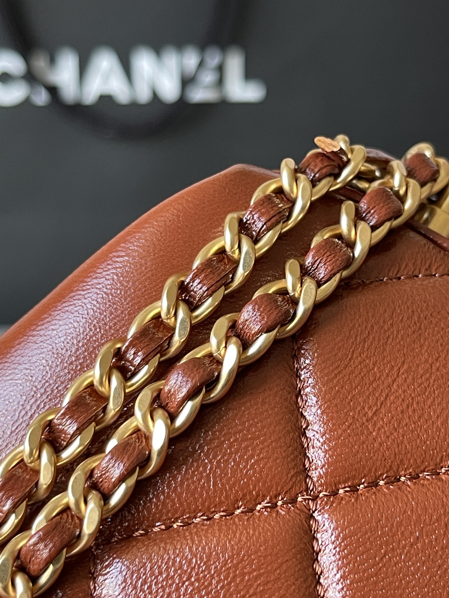 CHANEL Mini Bag with Top Handle Brown-AS4958