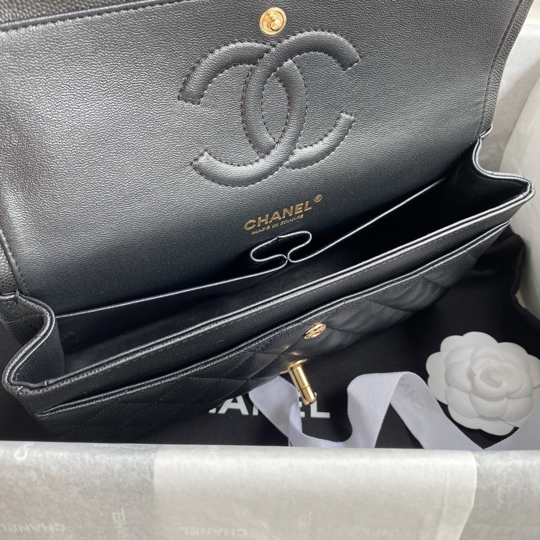 CHANEL CLASSIC 11.12 HANDBAG Lambskin & Brown Metal Black-A01112
