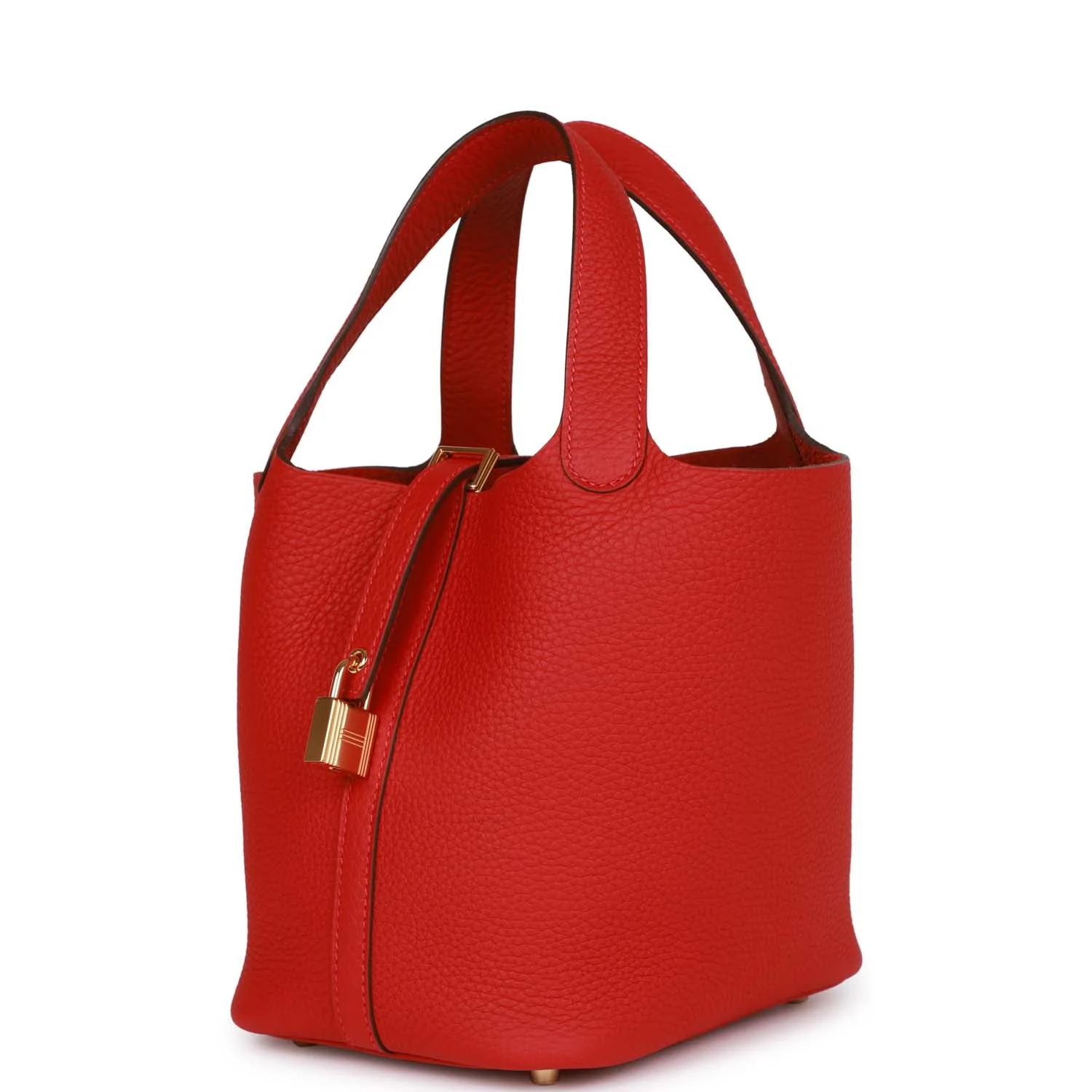 Her Picotin Lock 18 Vermillion Clemence Gold Hardware