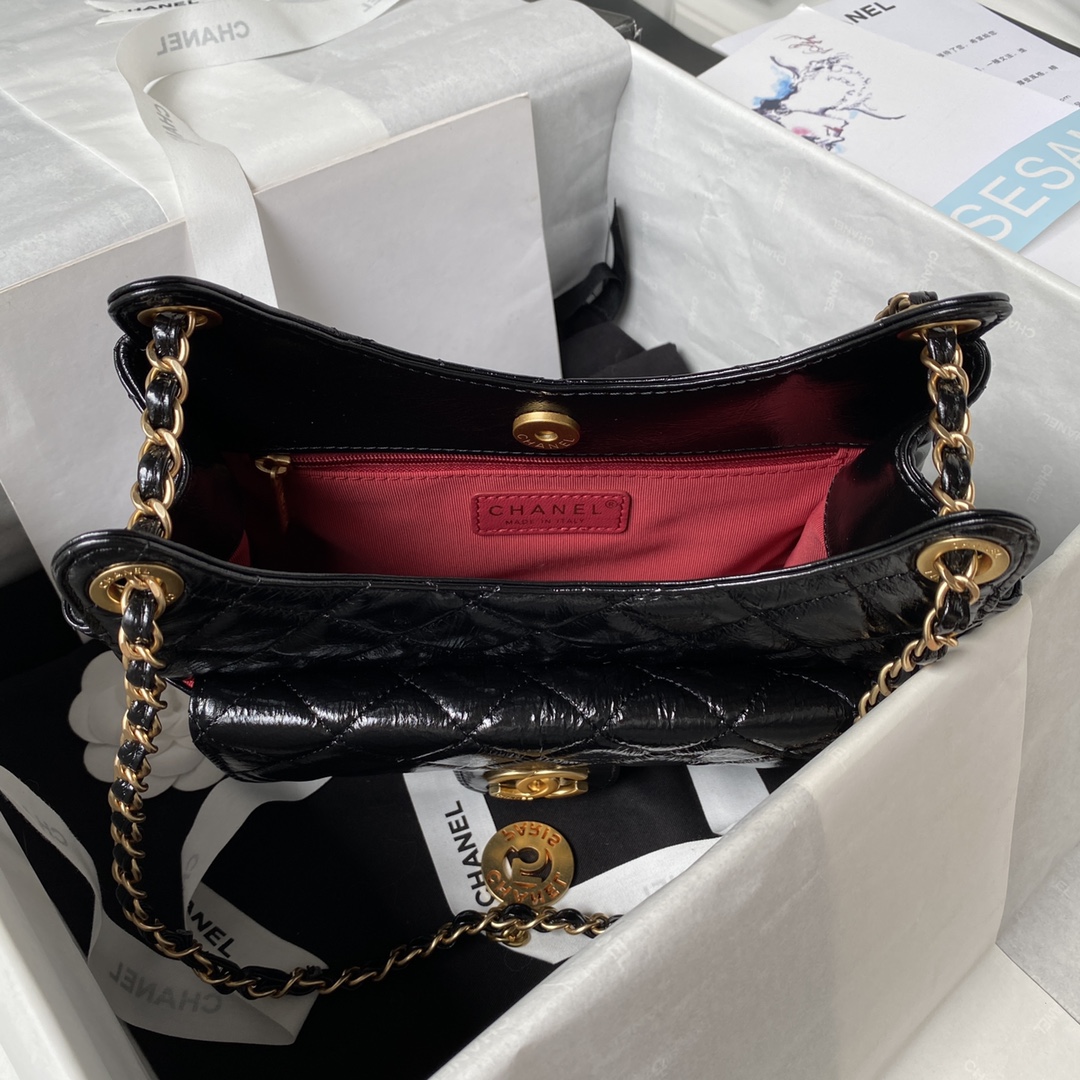 CHANEL Hobo Handbag Black-AS4322