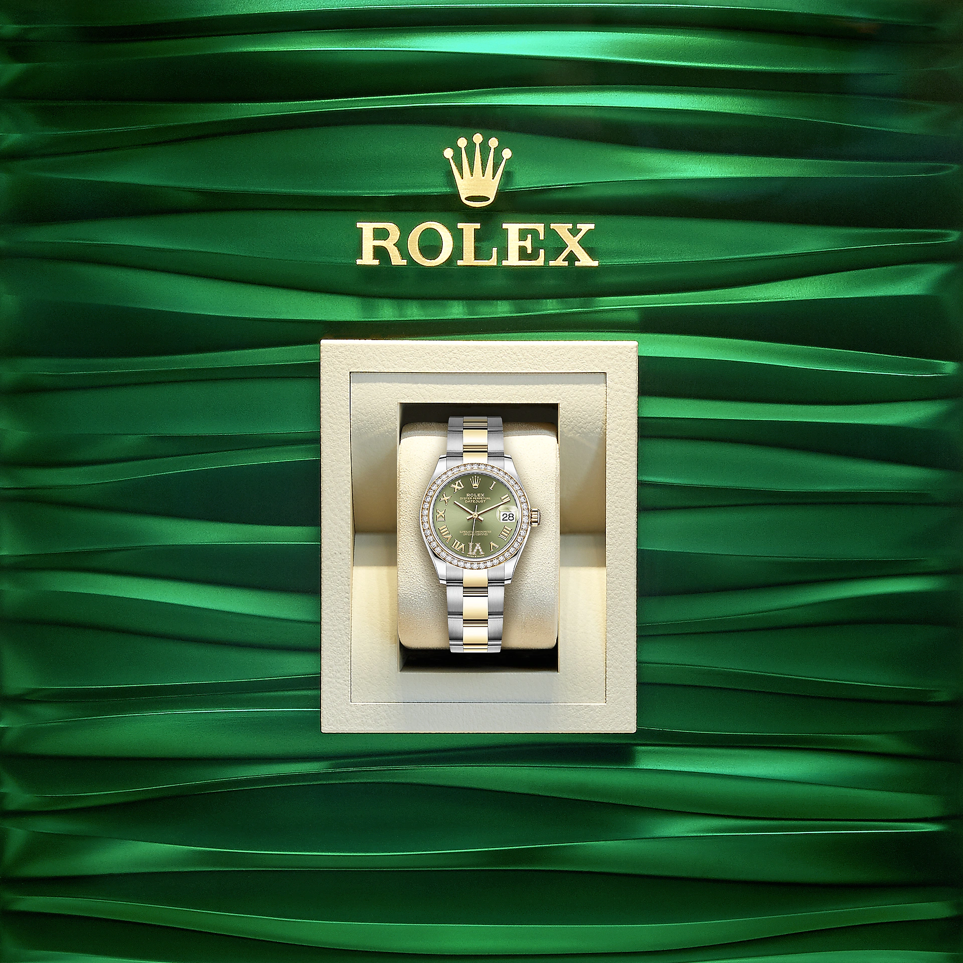 Datejust 31, Oystersteel, 18kt Yellow Gold and diamonds, Ref# 278383RBR-0015