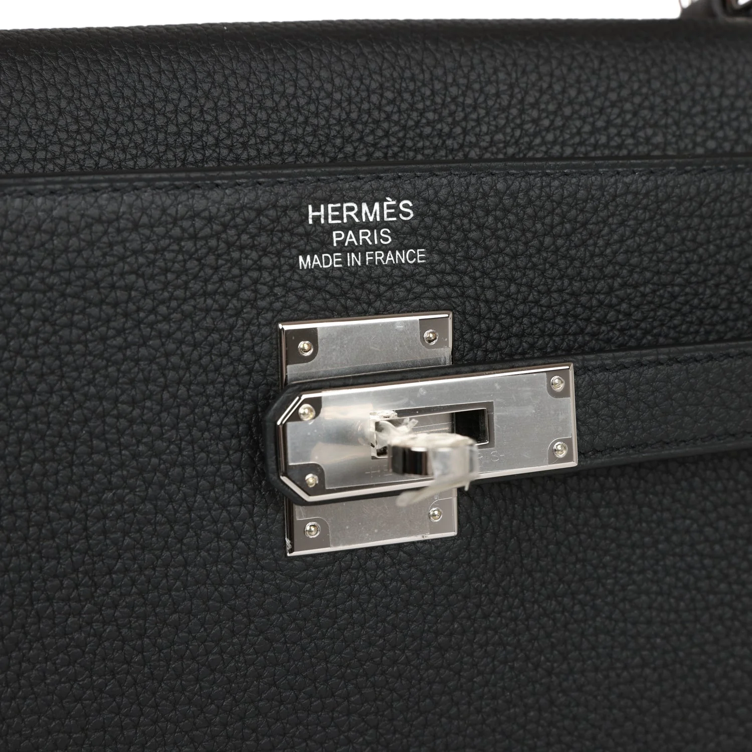 Her Kelly Retourne 35 Black Togo Palladium Hardware
