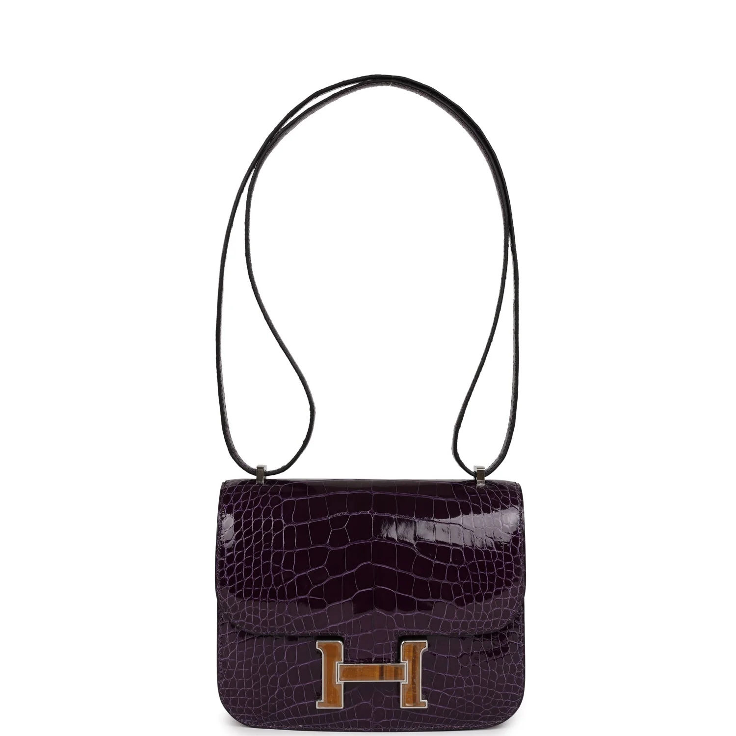 Her Constance 18 Amethyst Shiny Alligator Tigers Eye Quartz Palladium Hardware