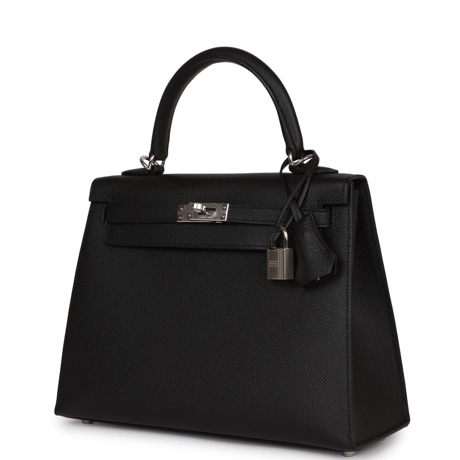Her Kelly Sellier 25 Black Epsom Palladium Hardware