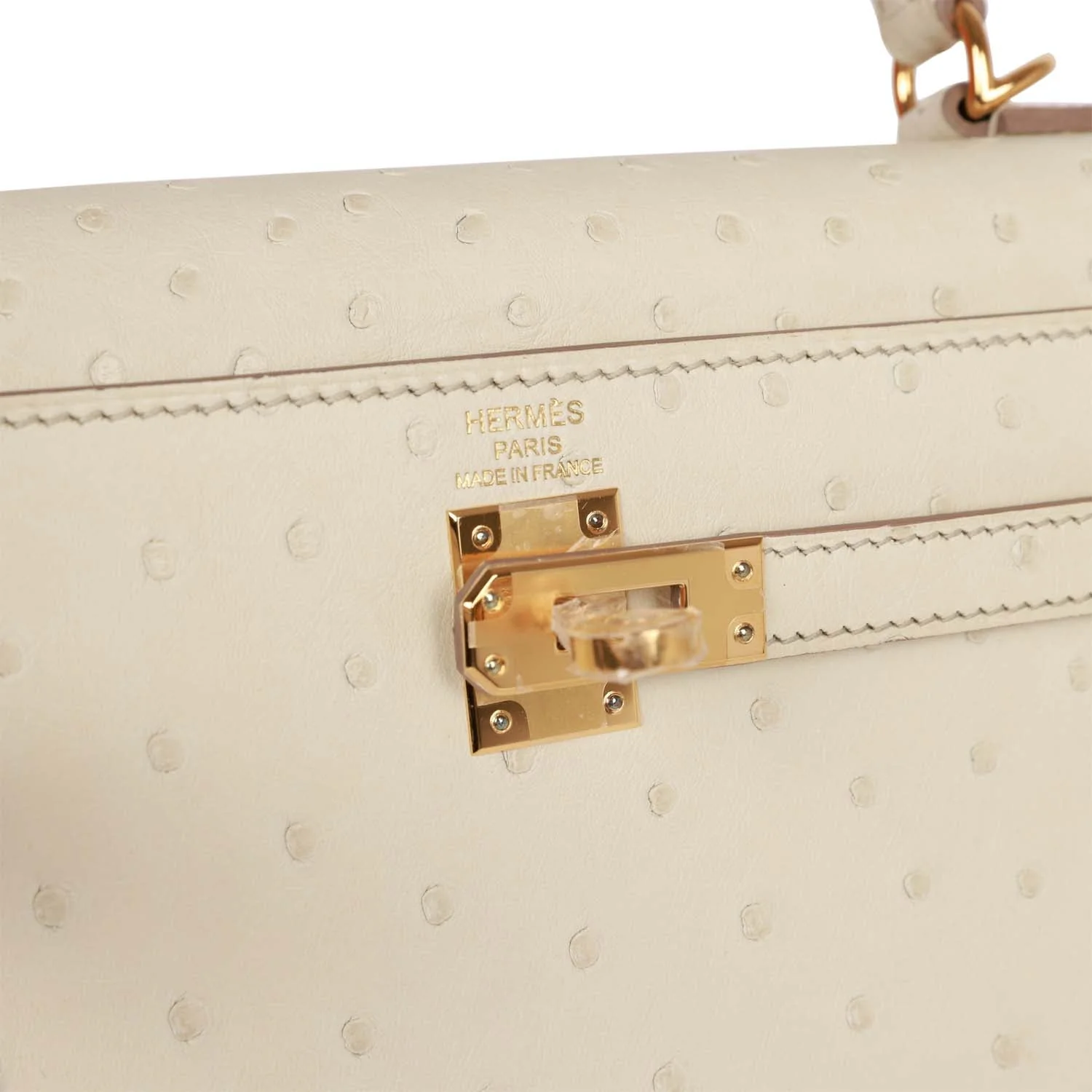 Her Kelly Sellier 25 Beton Ostrich Gold Hardware
