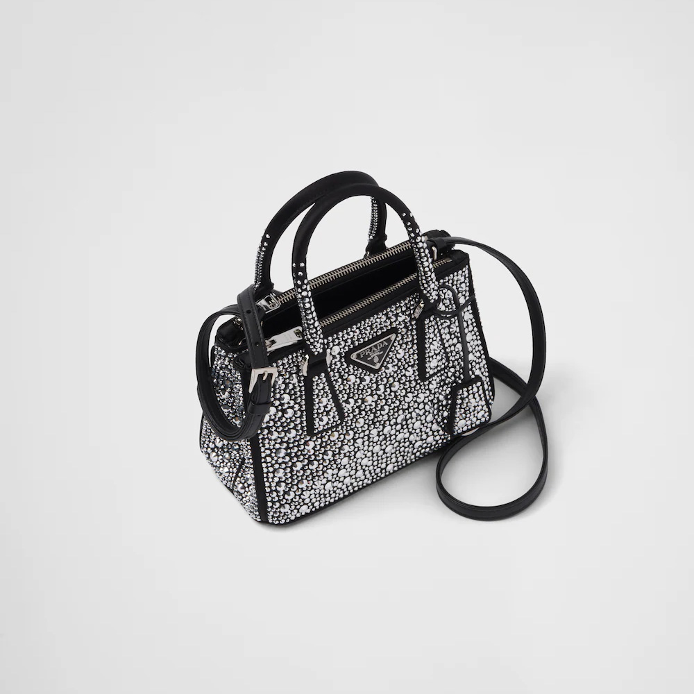 Galleria satin mini-bag with crystals