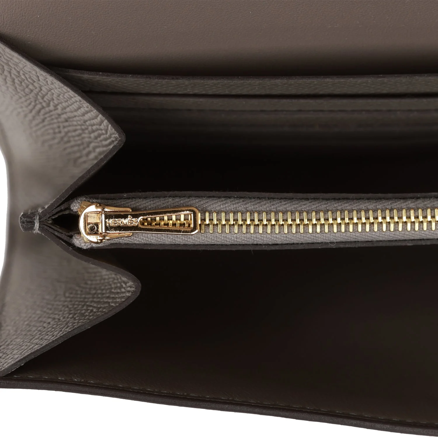 Her Constance Wallet To Go Gris Meyer Epsom Gold Hardware