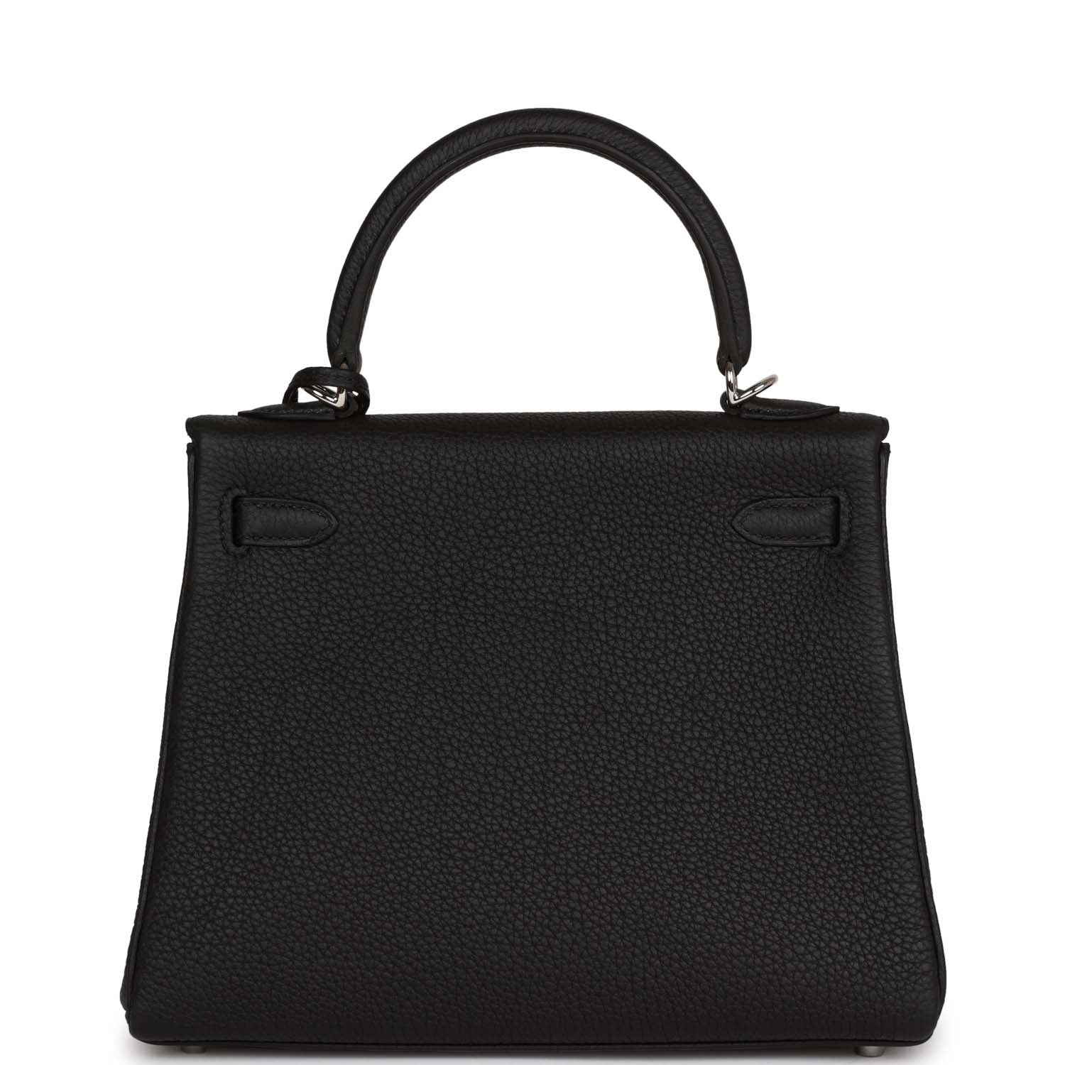 Her Kelly Retourne 25 Black Togo Palladium Hardware