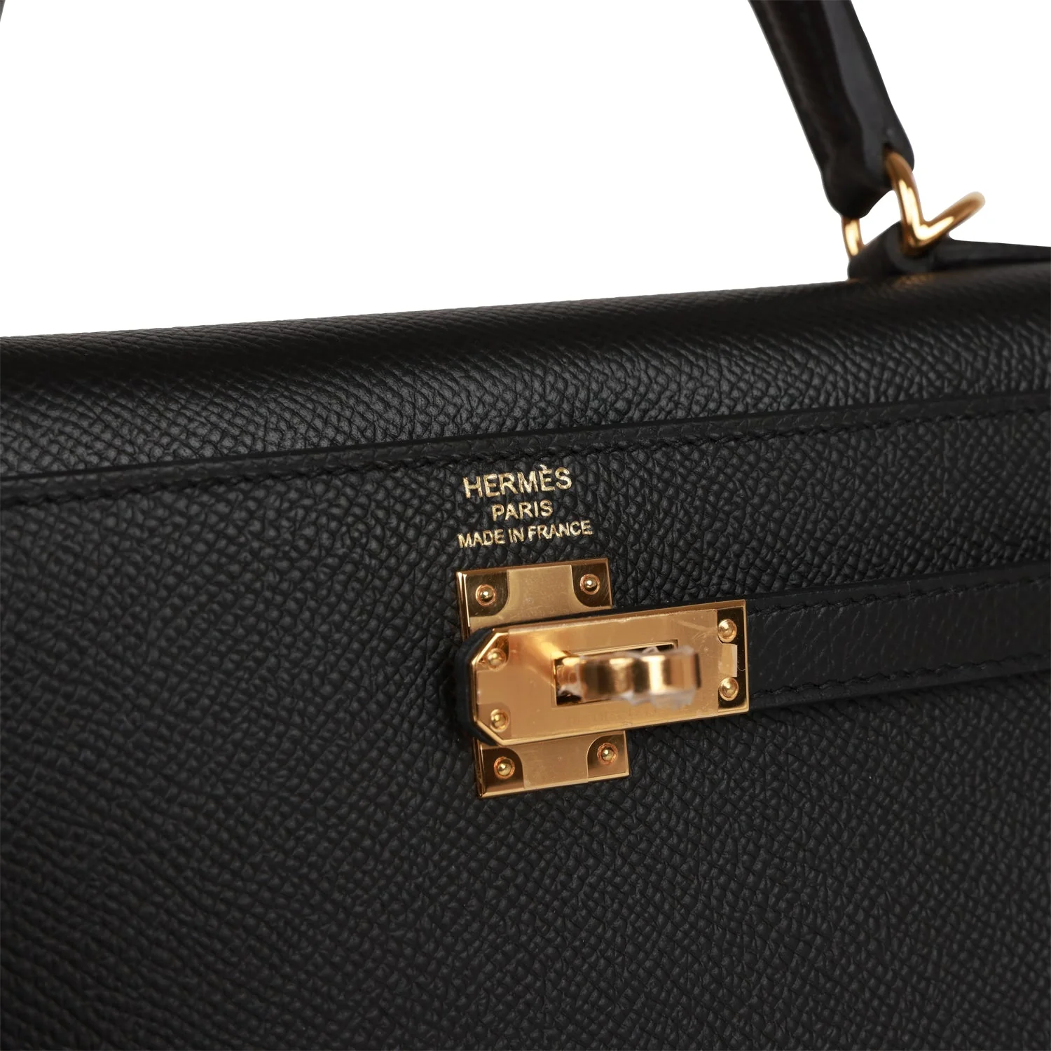 Her Kelly Sellier 25 Black Epsom Gold Hardware