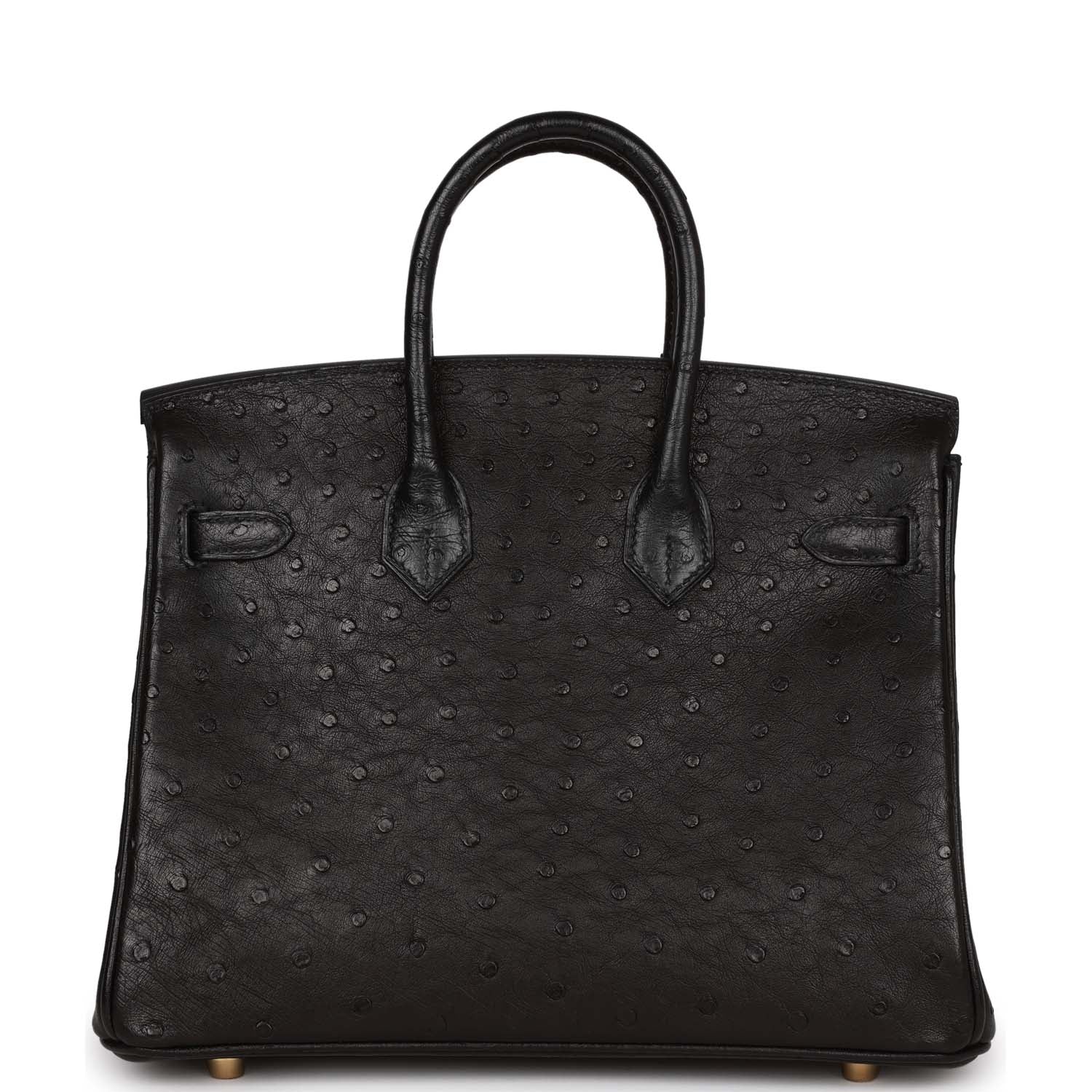 Her Birkin 25 Black Ostrich Gold Hardware