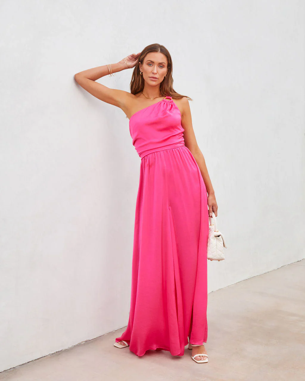 Taliyah Satin One Shoulder Wide Leg Jumpsuit