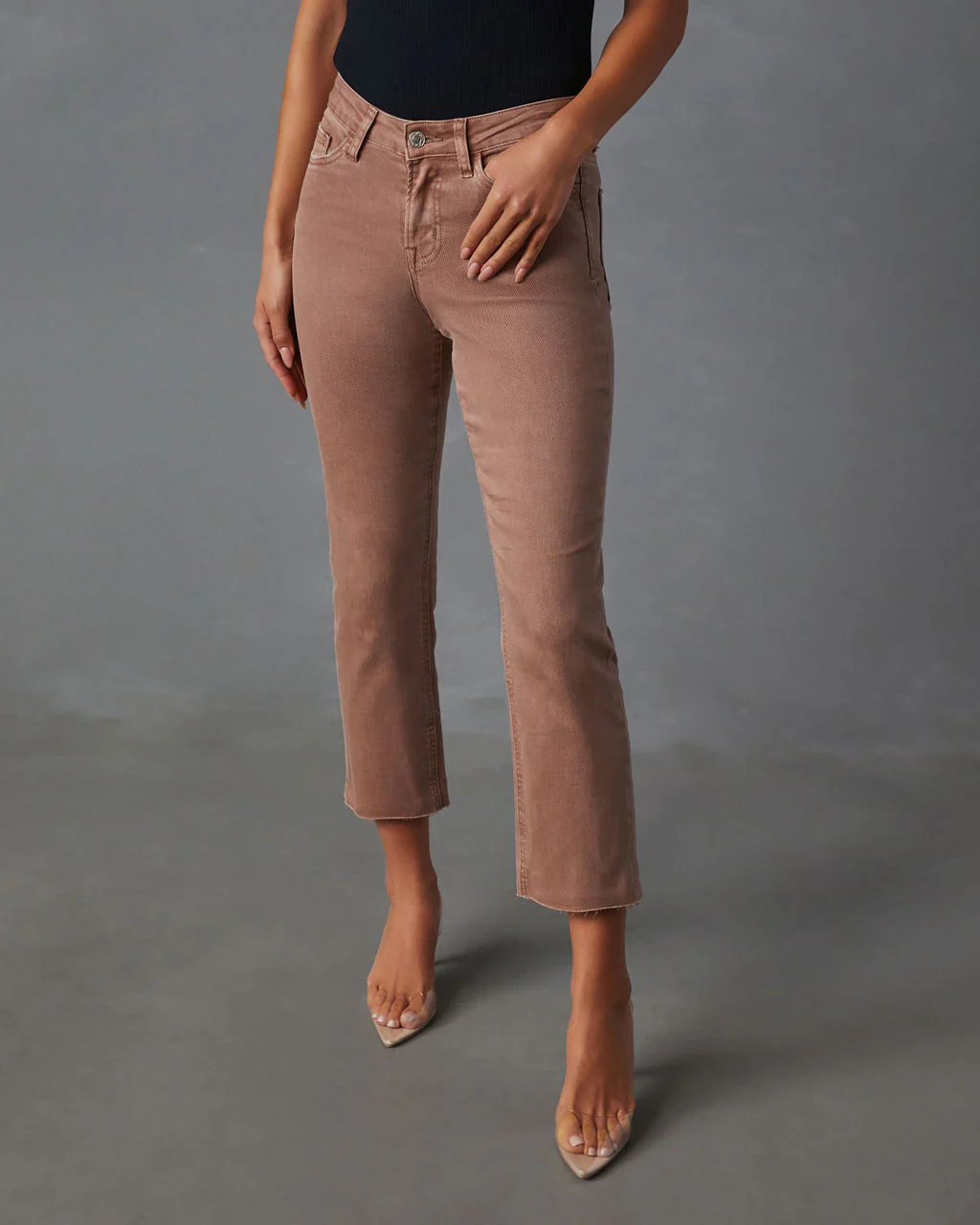 Ravina Mid Rise Cropped Straight Leg Jeans