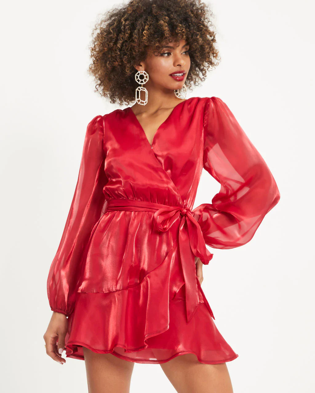 Be The Love High Sheen Ruffle Mini Dress