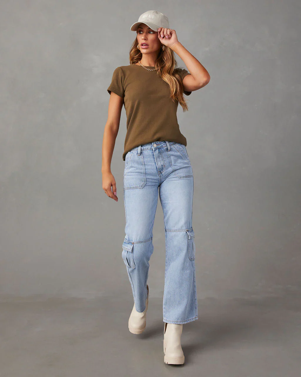 Kacy Mid Rise Utility Cargo Jeans