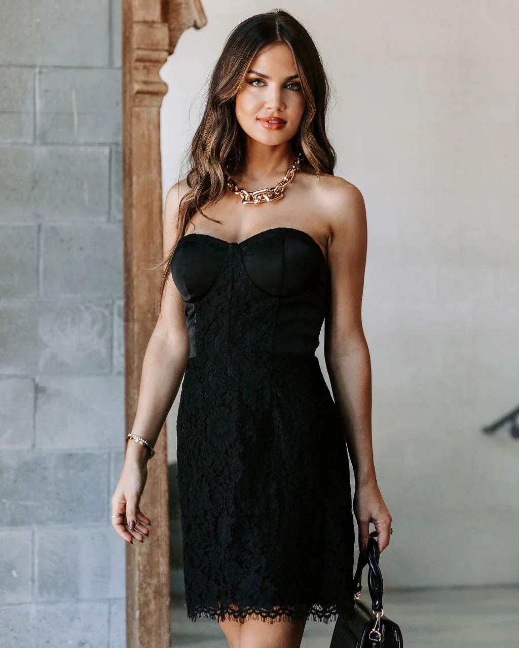 To Be With You Lace Strapless Corset Mini Dress