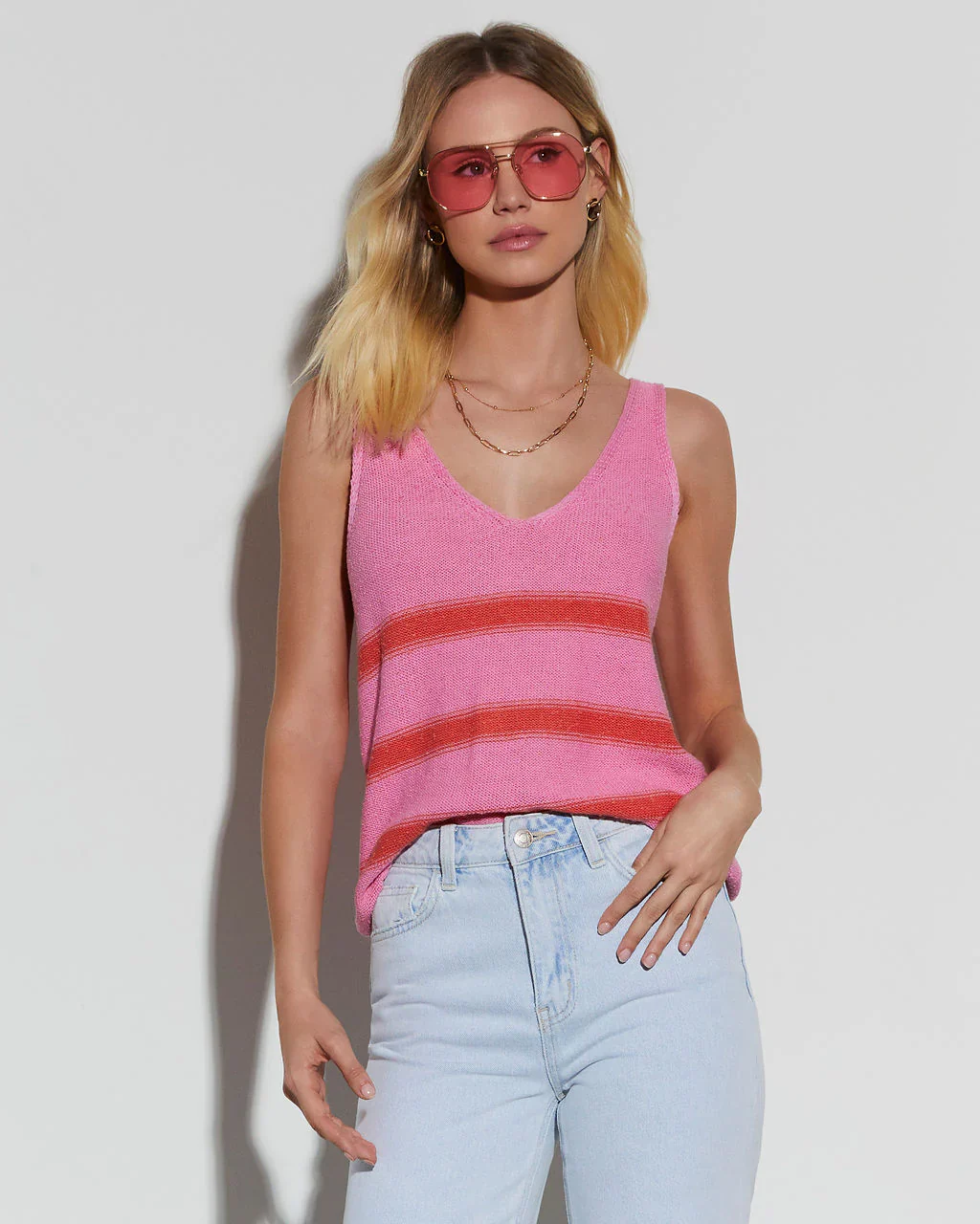 Arthur Knit Cotton Blend Striped Tank