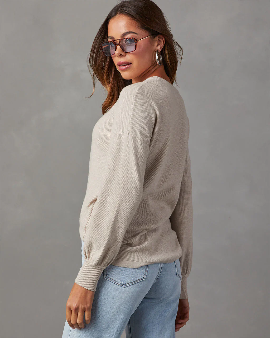 Coralee Waffle Knit Long Sleeve Top