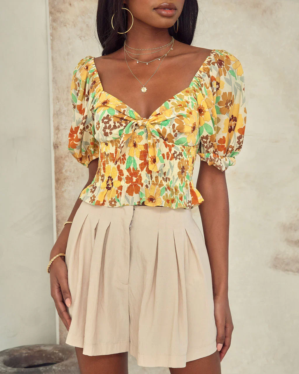 Adriana Floral Smocked Crop Top