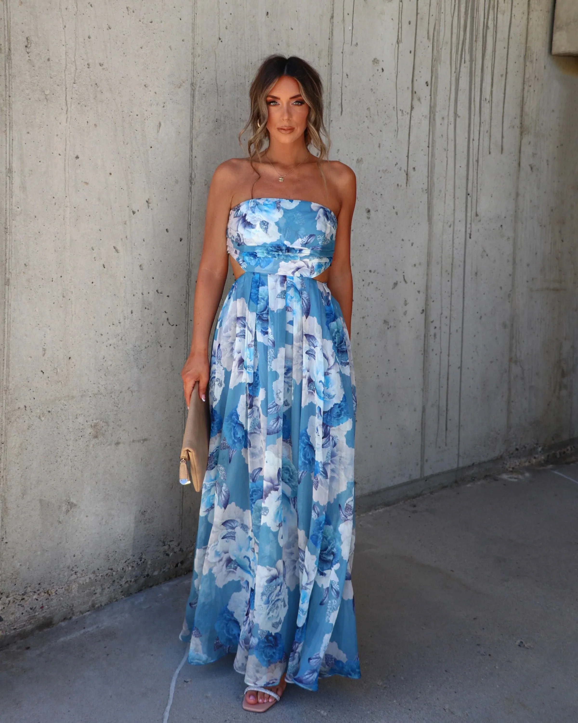 Savina Strapless Floral Maxi Dress