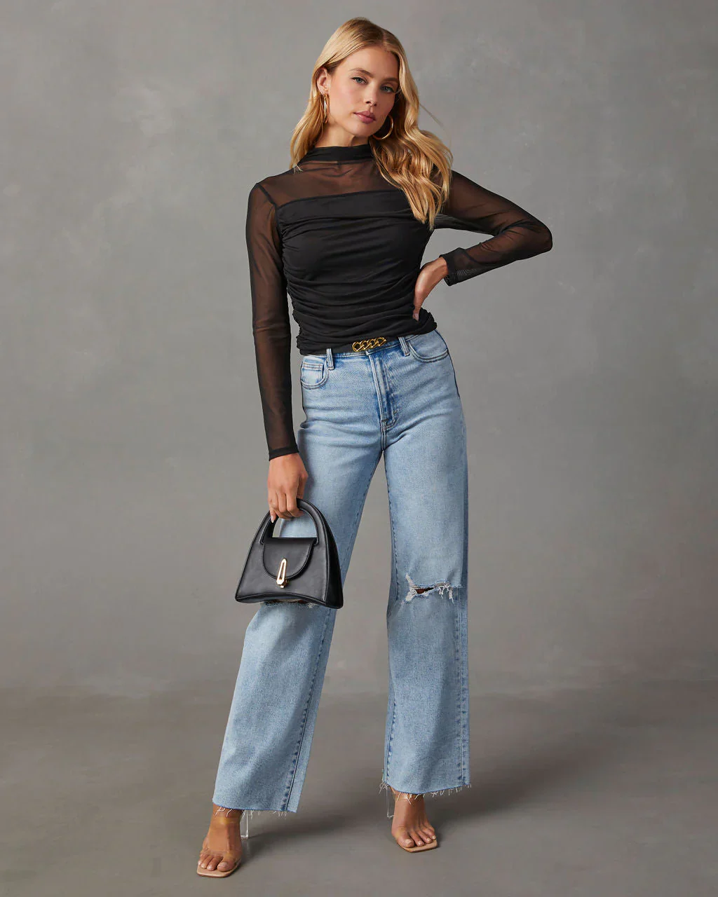 Bring The Edge Mesh Long Sleeve Top