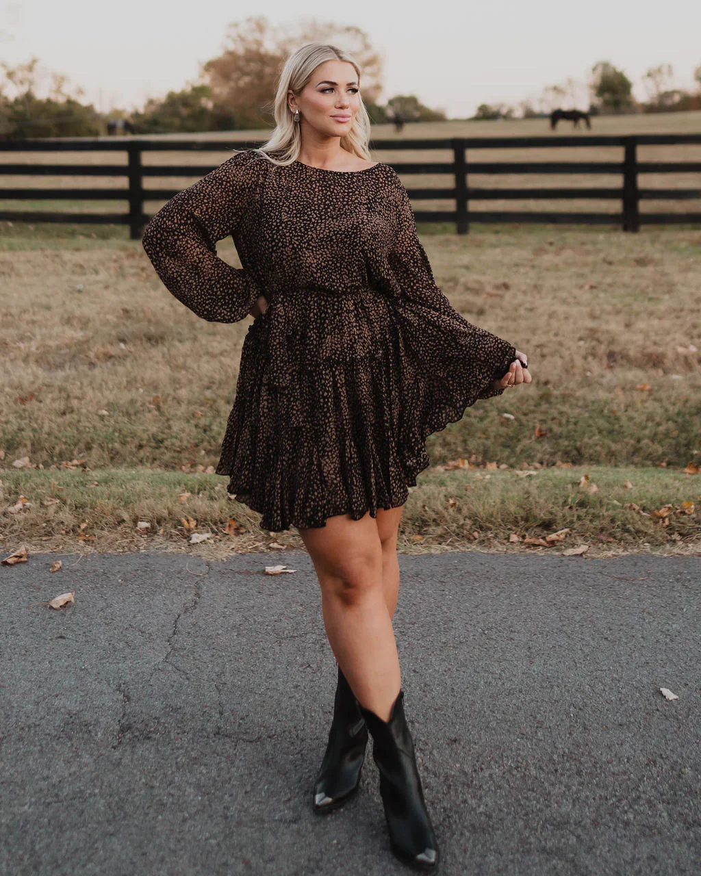 Schultz Leopard Print Ruffle Dress