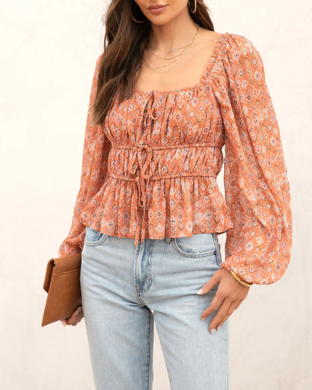 Read Your Mind Printed Square Neck Top