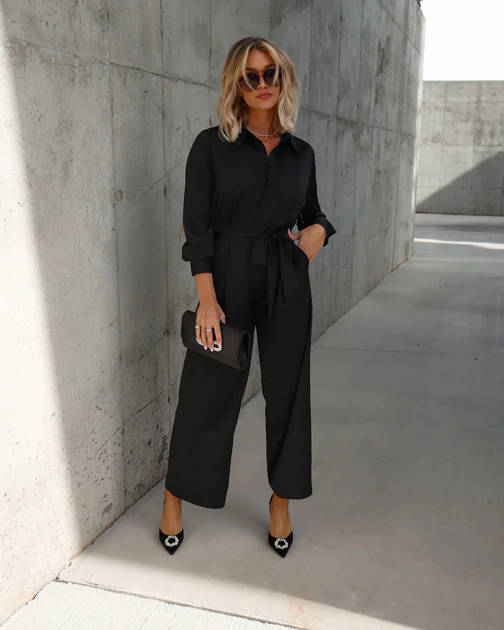 Pull It Together Satin Pocketed Jumpsuit