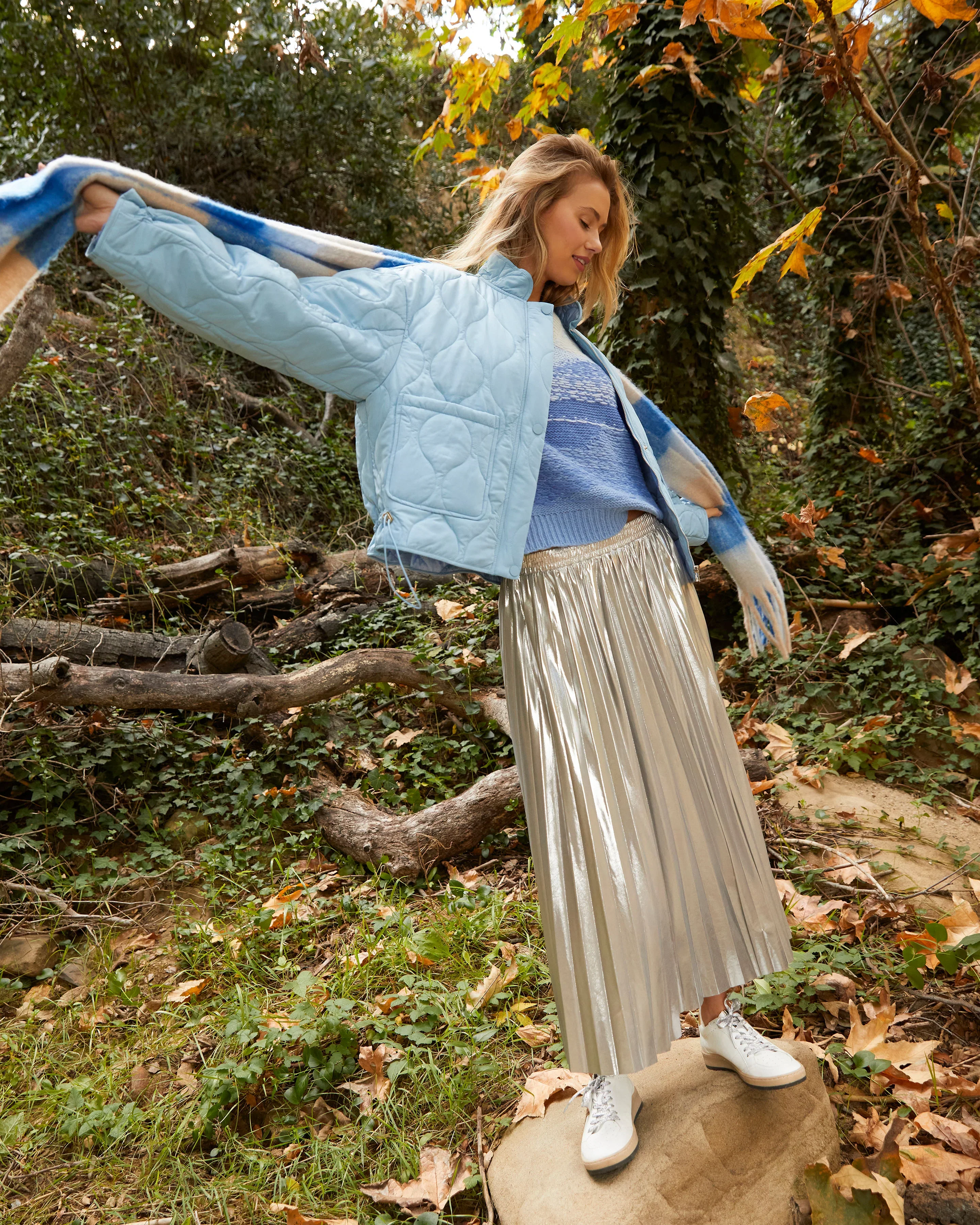 Electric Energy Pleated Midi Skirt