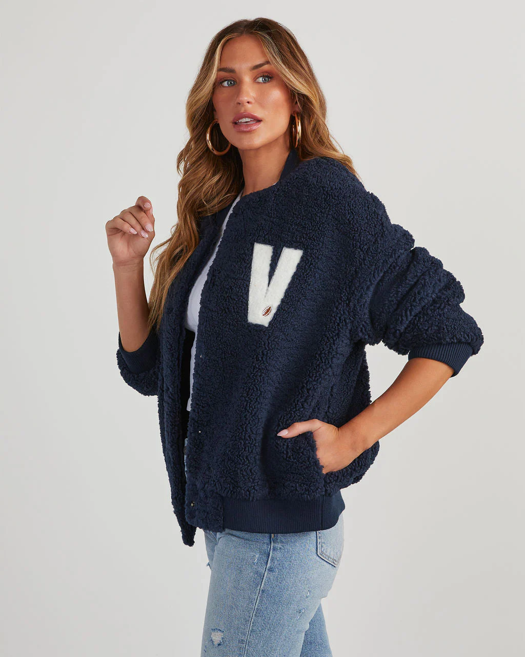 Team Captain Sherpa Letterman Bomber Jacket