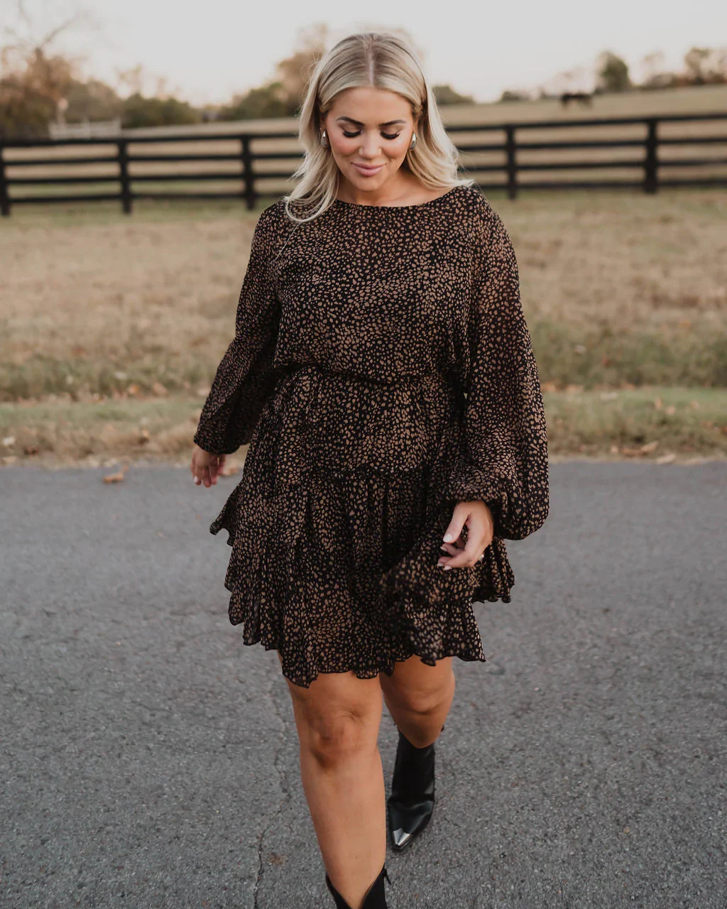 Schultz Leopard Print Ruffle Dress