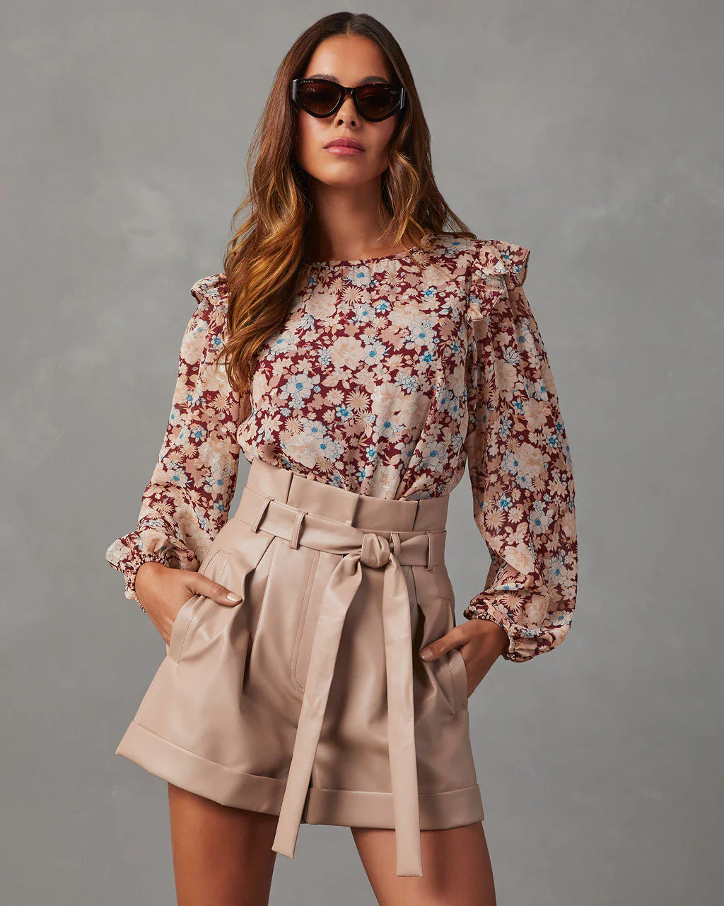 Jaimie Floral Ruffle Trim Blouse