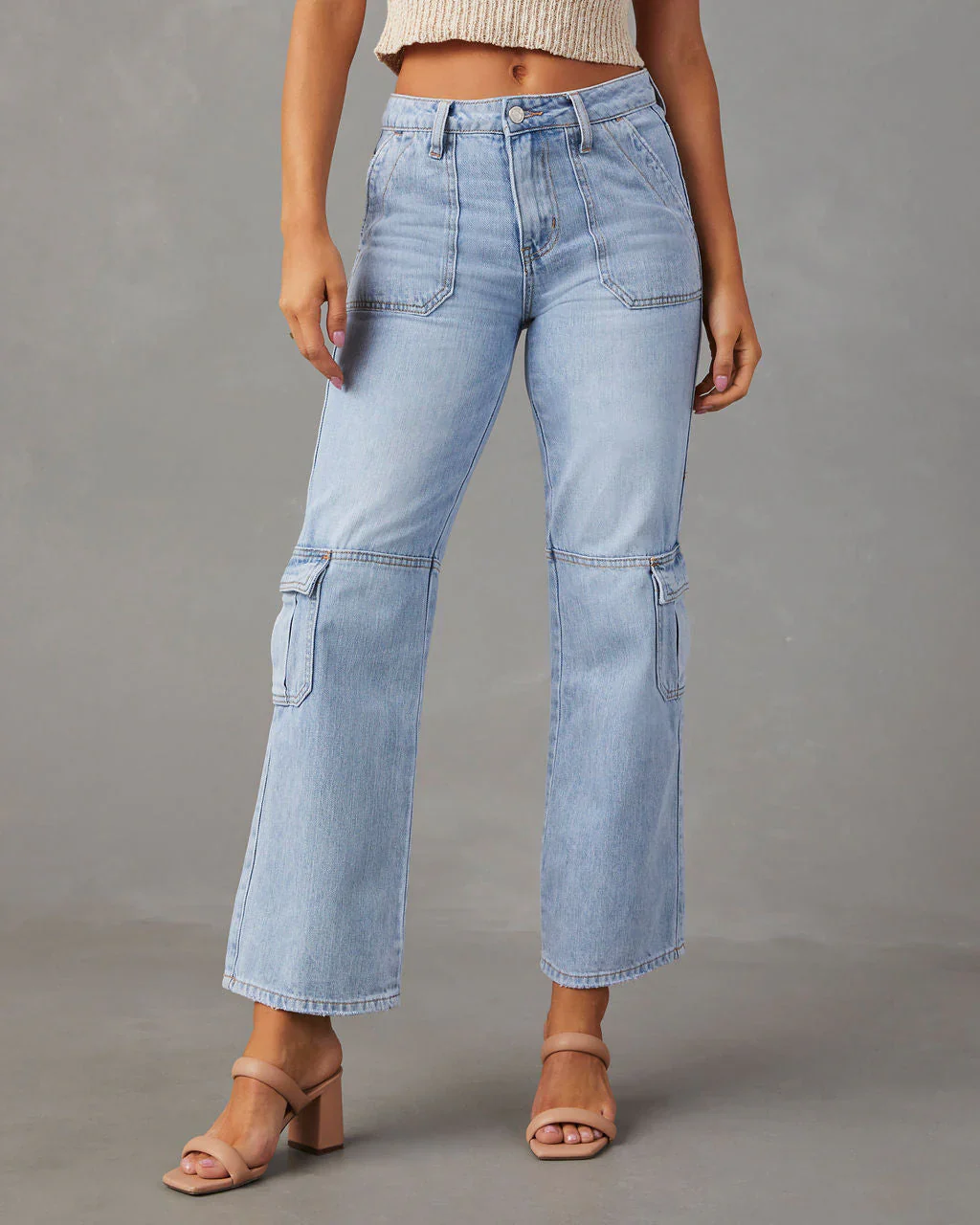 Kacy Mid Rise Utility Cargo Jeans