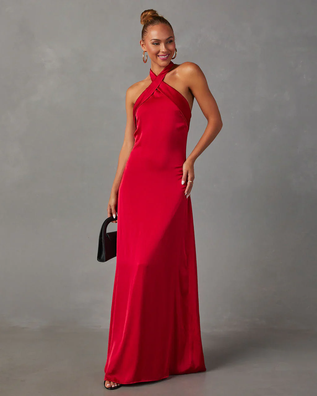 Heartfelt Satin Halter Neck Maxi Dress