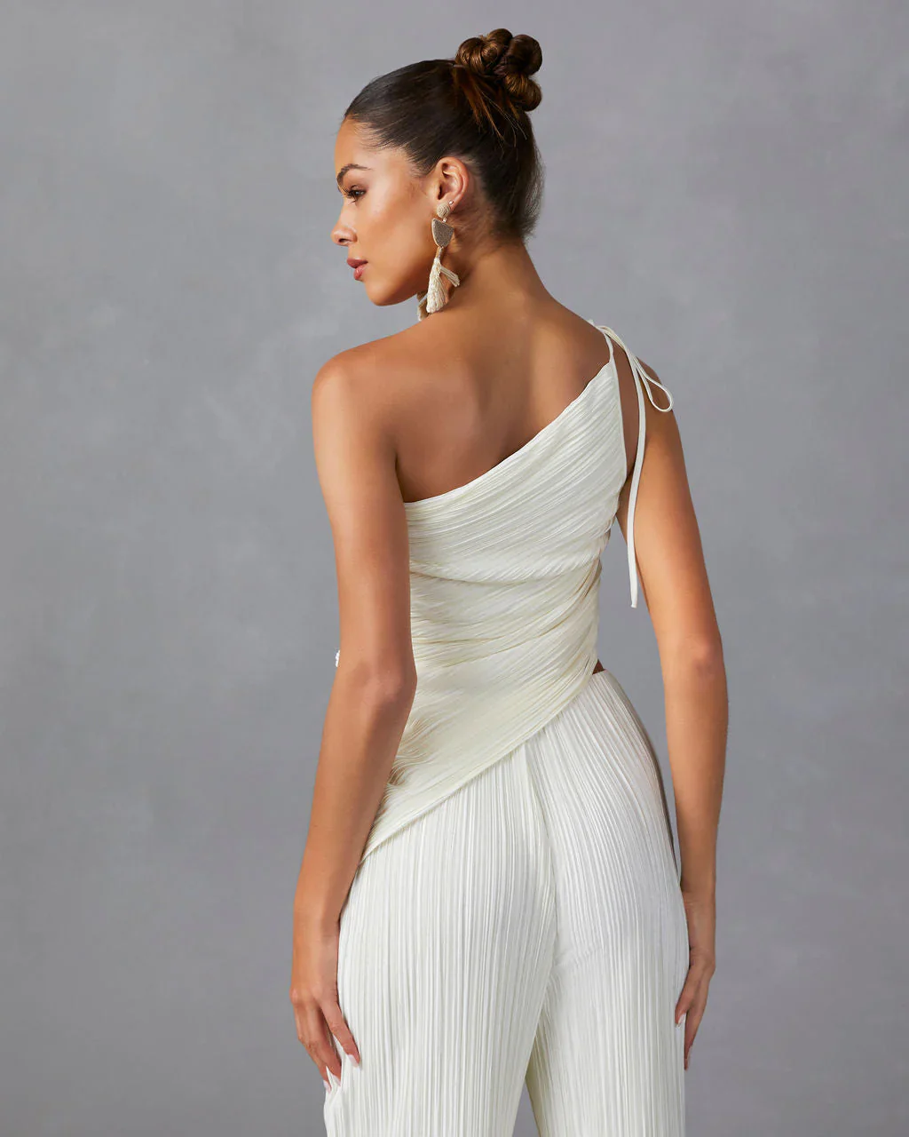 Gelsomina One Shoulder Plisse Tank