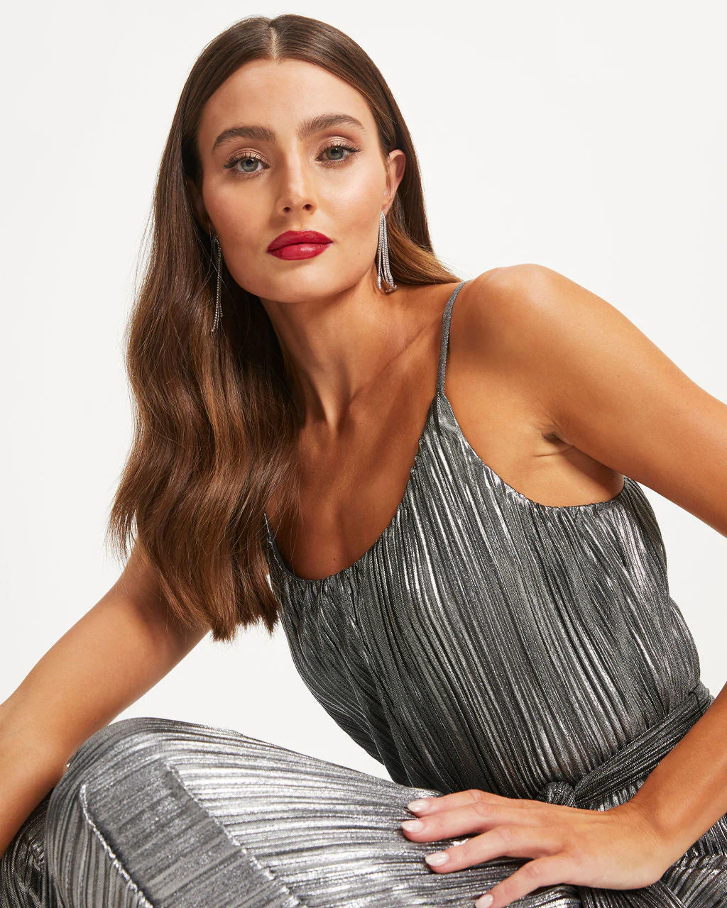 Beyond Infinity Metallic Plisse Jumpsuit