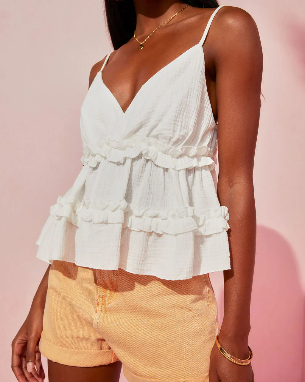 Gareth Cotton Ruffle Tiered Babydoll Top