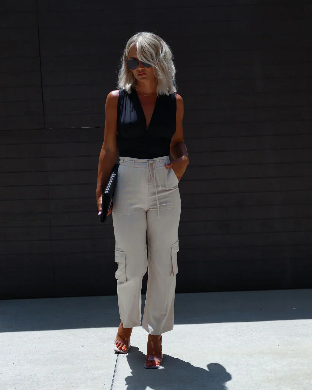 Katiana Drawstring Linen Cargo Pants