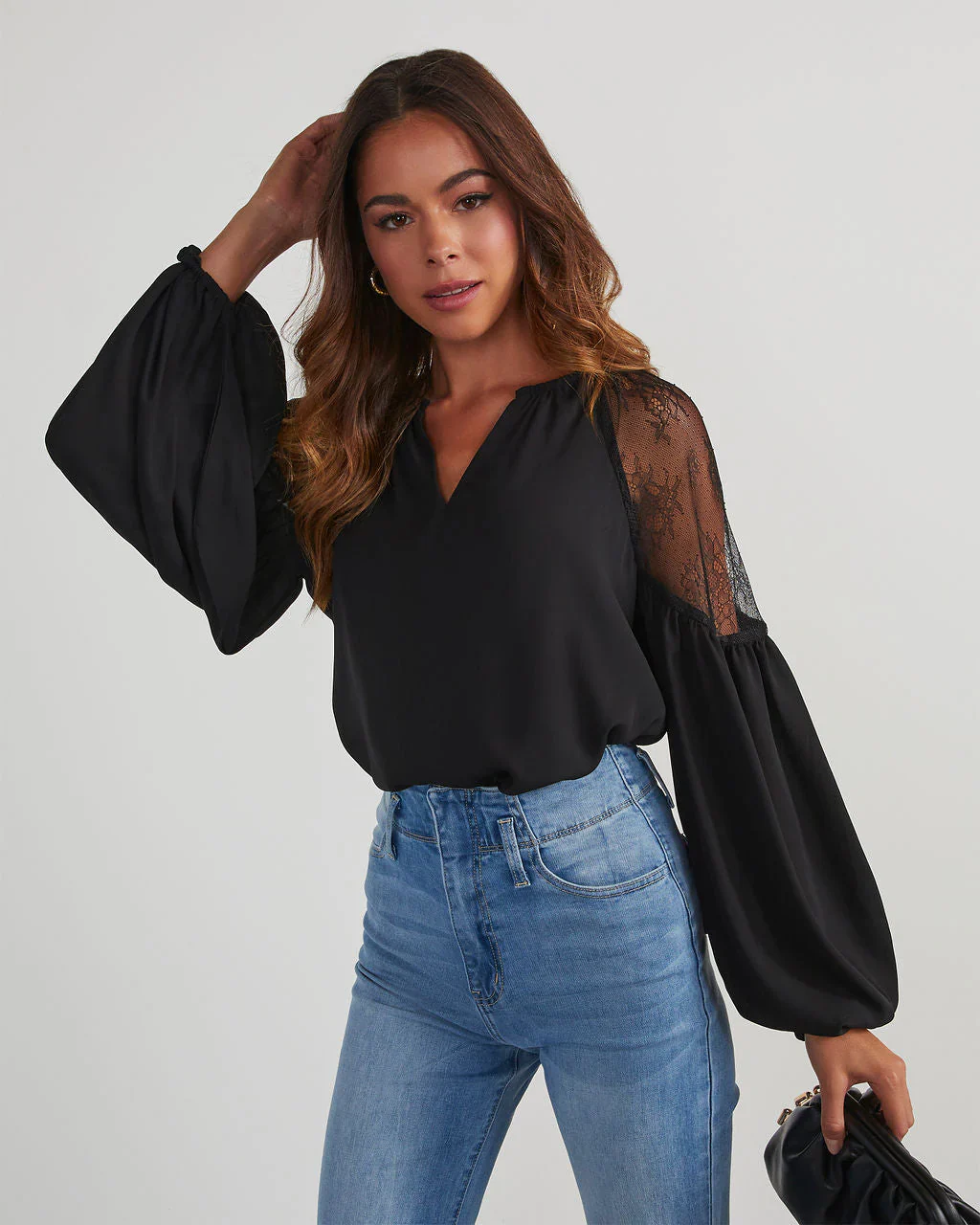 Isabelle Lace Trim Long Sleeve Top