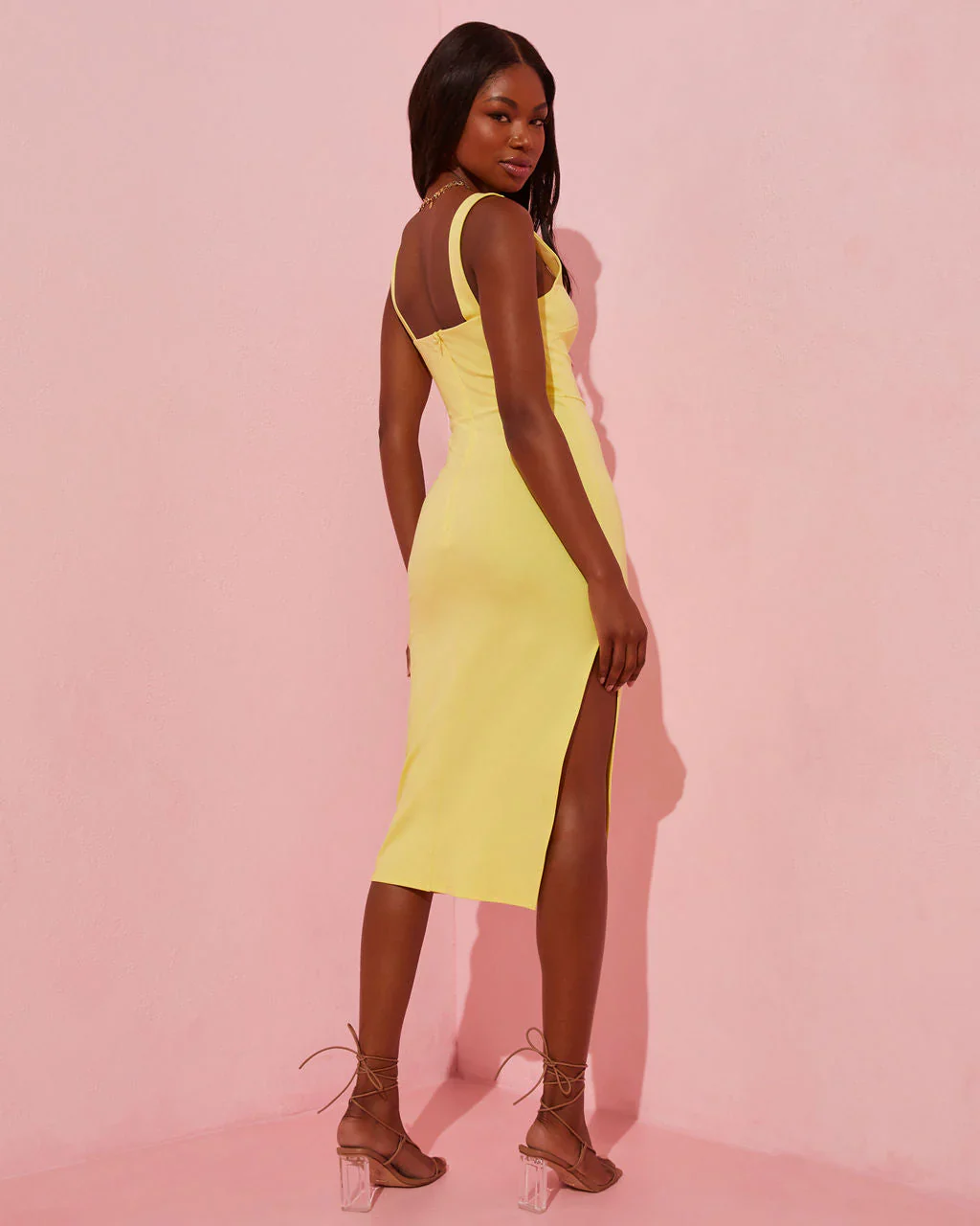 Roslianne Side Slit Midi Dress