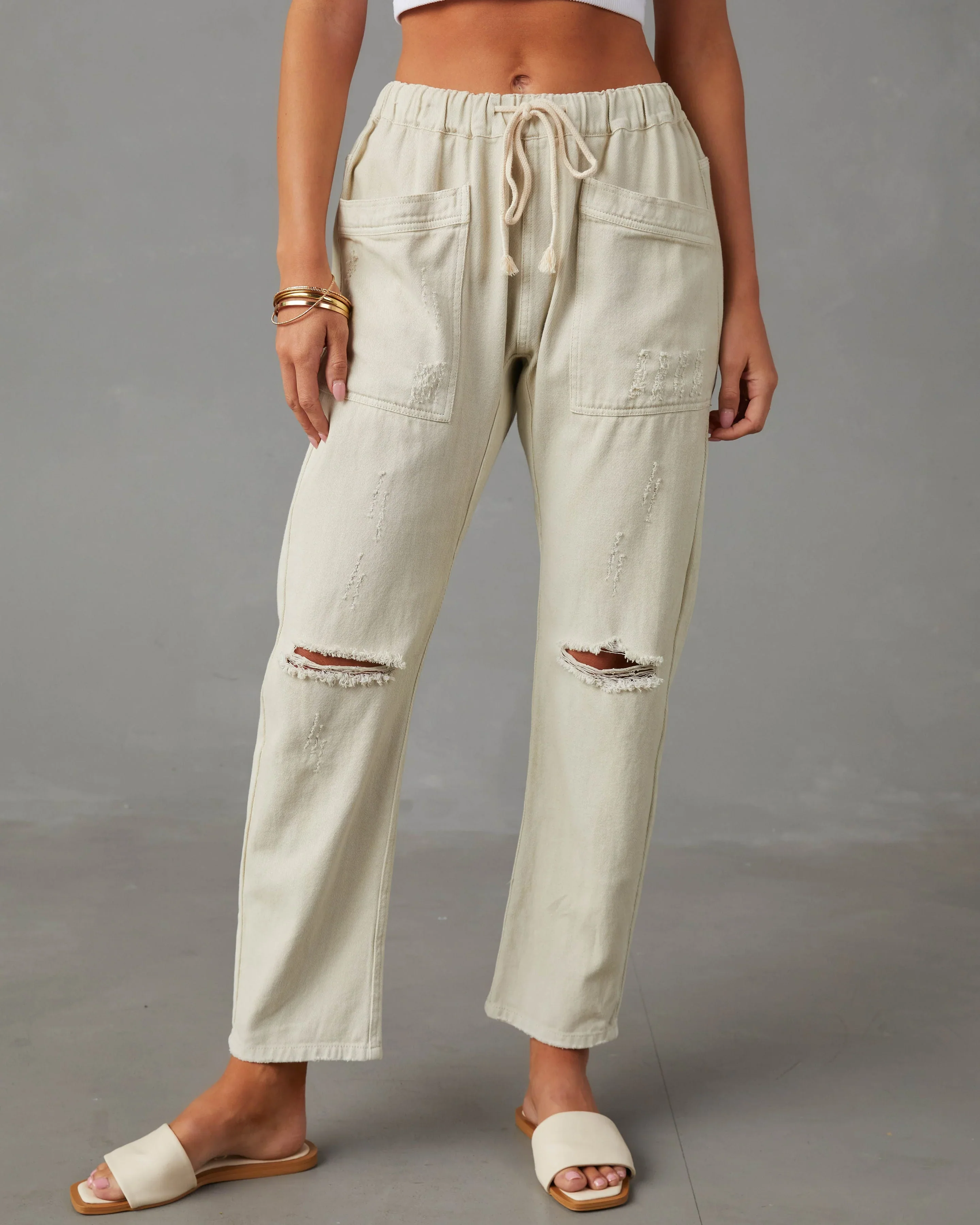 Midlandia Cotton Distressed Cargo Pants