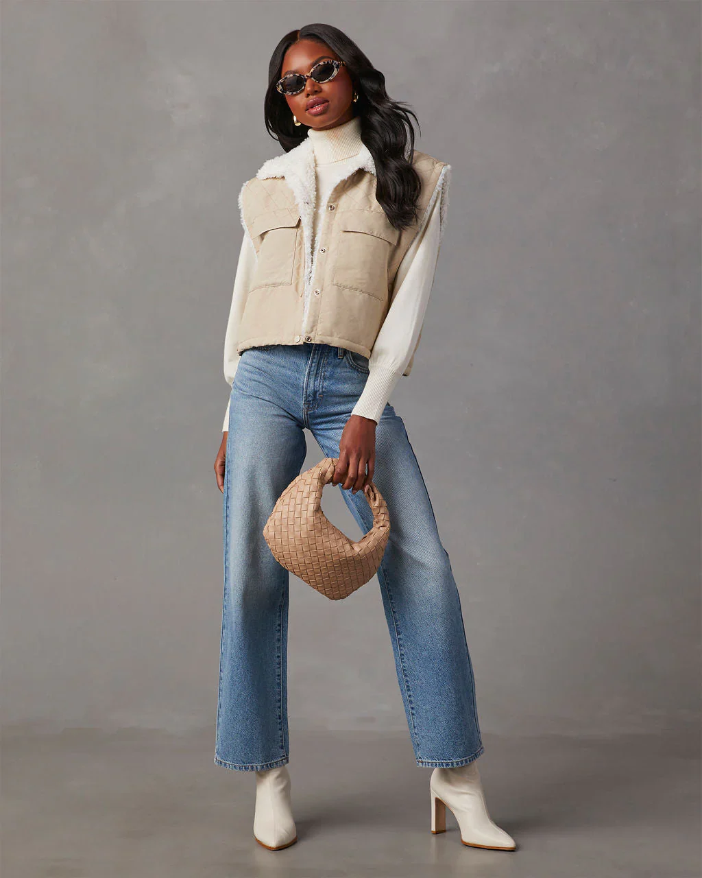 Everlasting Faux Fur Cropped Puffer Vest