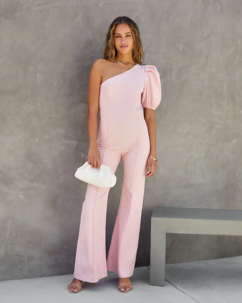 Robynn Cotton One Shoulder Flare Jumpsuit