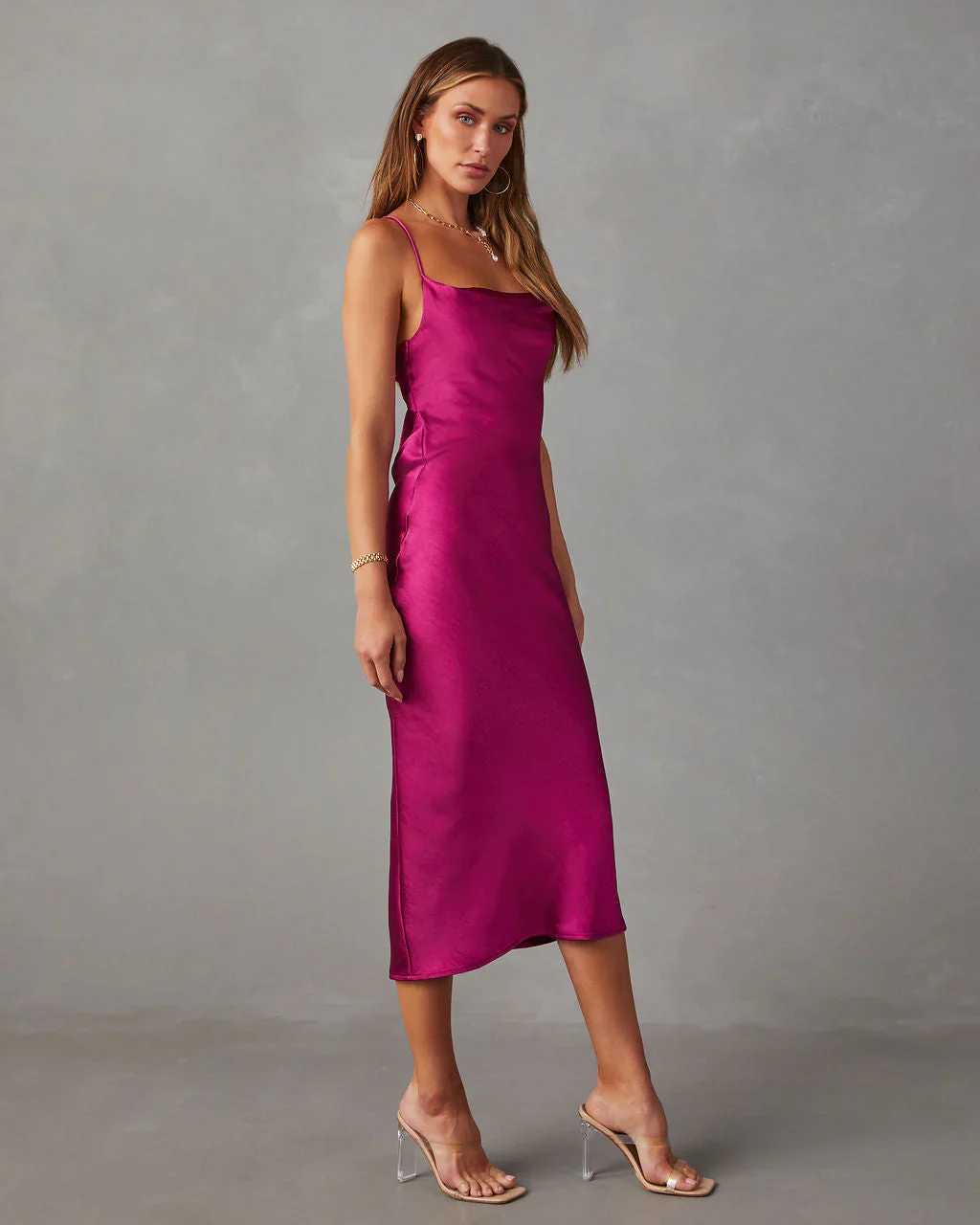Thief Of Hearts Satin Slip Midi Dress