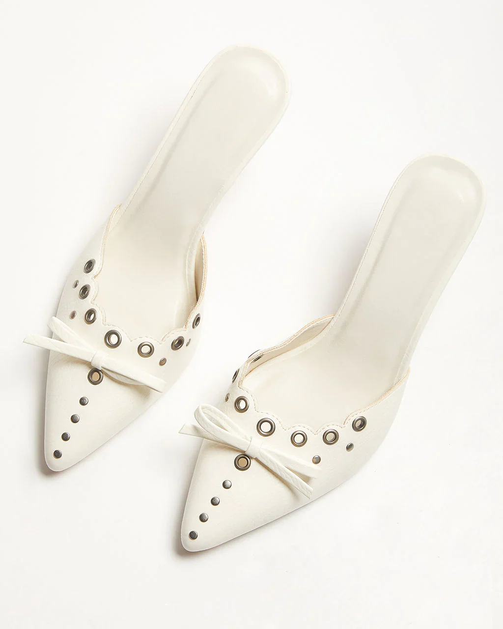 Mara Grommet and Bow Pointed Toe Mules