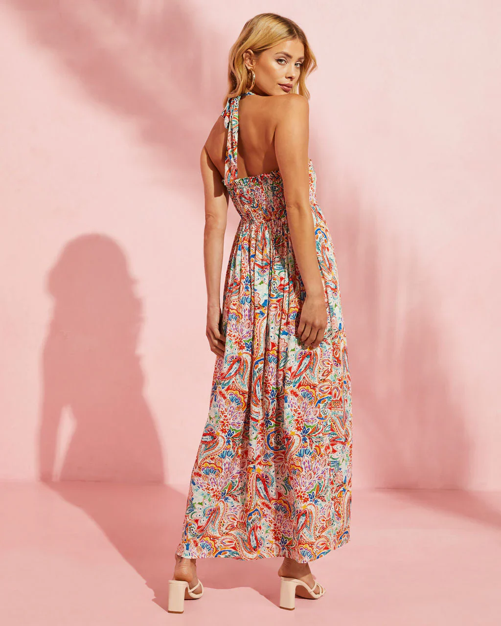 Naida Printed Halter Midi Dress
