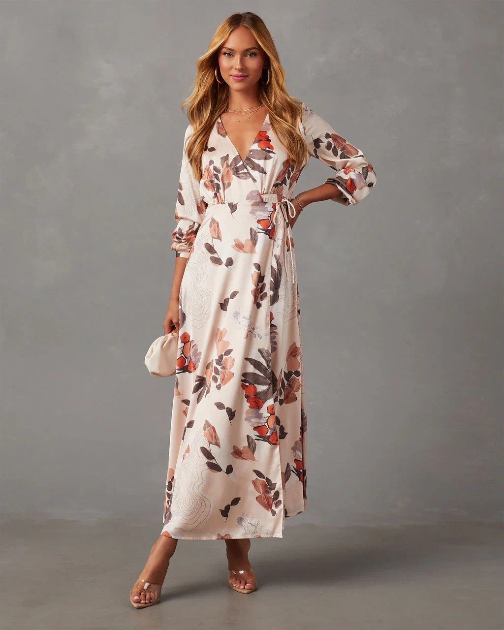 Magdela Printed Long Sleeve Maxi Dress
