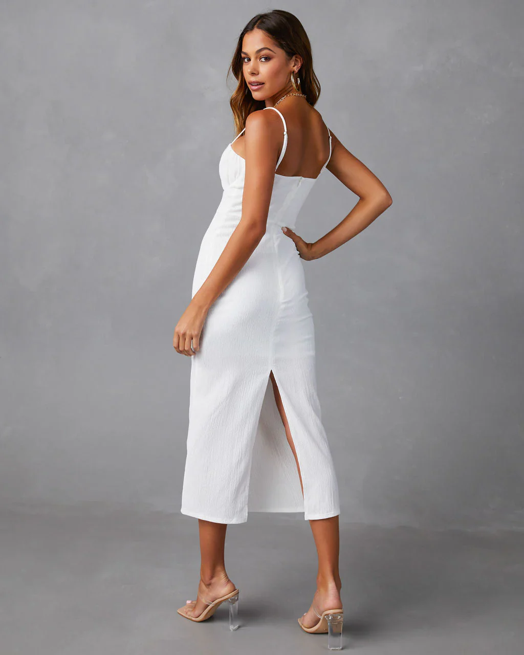 Girlfriends Pick Sweetheart Neck Midi Dress