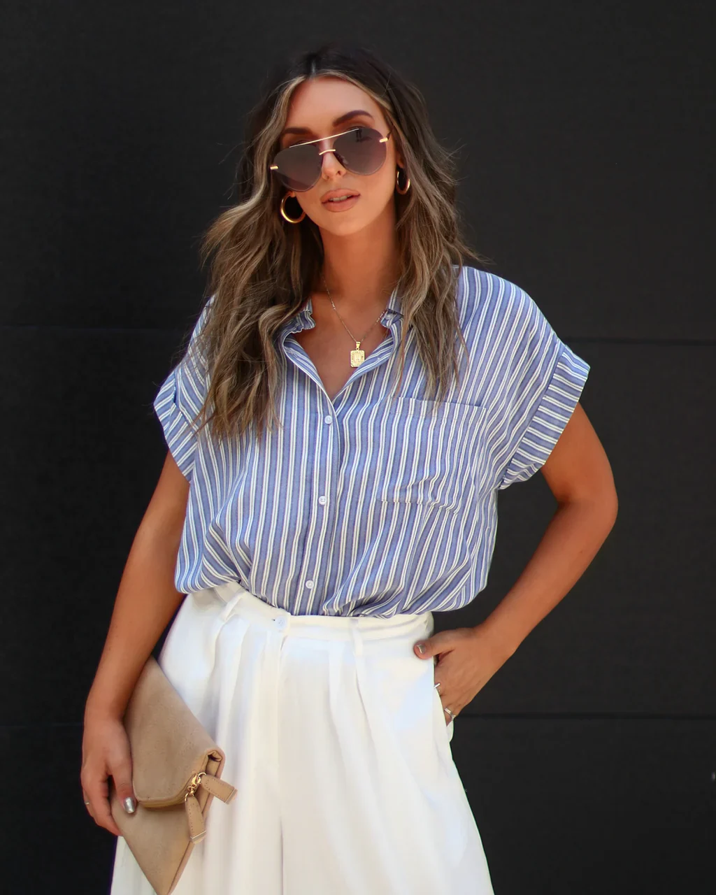 Daxton Striped Button Down Top